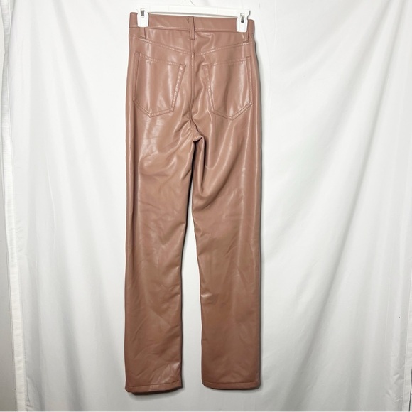 Abercrombie & Fitch The 90s Straight Ultra High Rise Faux Leather Pants Brown - Picture 3 of 5